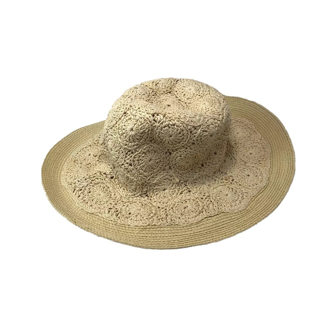 DANIELE MEUCCI, ITALY Paper Natural Straw Weaved Hat Floppy Circle Weave